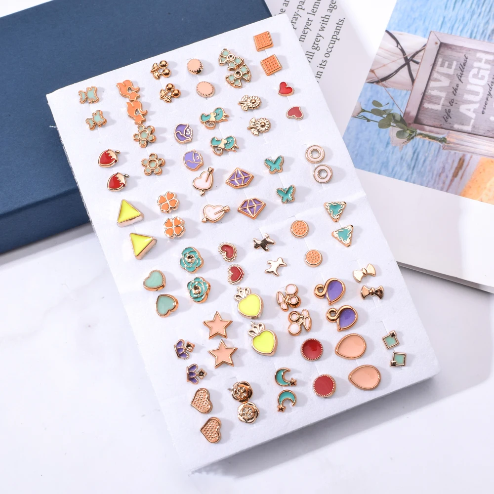 36pair/set Mix Style Gold Color Flower Stud Earring Set Enamel Crown Star Heart Earrings For Women Girl Fashion Party Jewelry
36pair/set Mix Style Gold Color Flower Stud Earring Set Enamel Crown Star Heart Earrings For Women Girl Fashion Party Jewelry