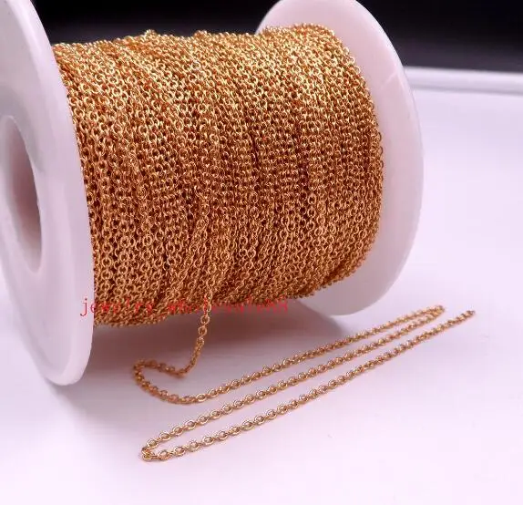 10meter of Lot in bulk Thine 1.8mm Gold Color Fashion Oval Link Chain Stainless Steel Jewelry Finding / Marking Chain DIY
10meter of Lot in bulk Thine 1.8mm Gold Color Fashion Oval Link Chain Stainless Steel Jewelry Finding / Marking Chain DIY