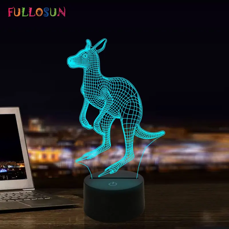 

Indoor Decor Lights 3D Illusion Kangaroo Table Lamps 7 Colors Change LED Nightlights for Xmas Gift