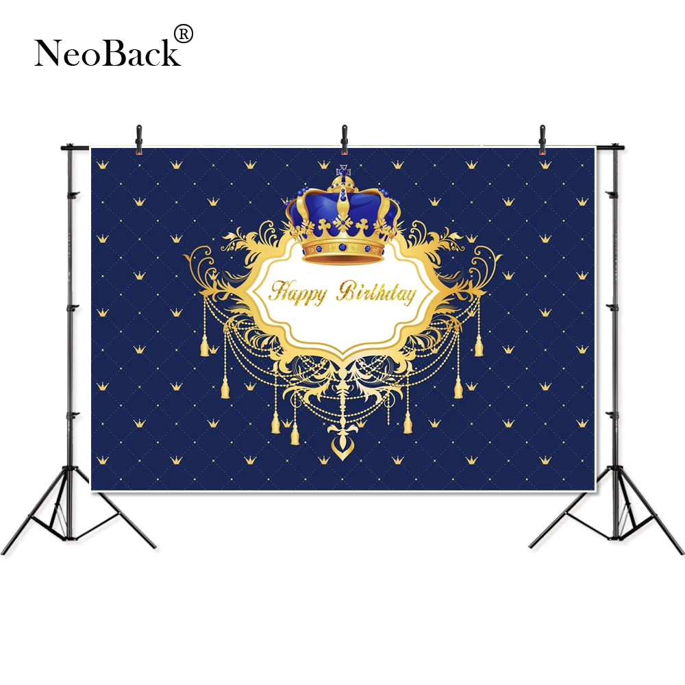 NeoBack Thin Vinyl Crown Photography Backdrops Blue Base New Born Birthday Baby Shower Party Photo Background 5010 | Электроника