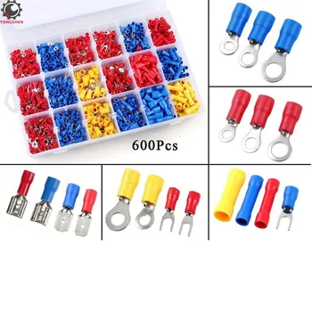 600pcs Electrical Wiring Connectors Insulated Crimp Terminals Full Insulated Fork U-type Set Terminals Connectors Assortment Kit
600pcs Electrical Wiring Connectors Insulated Crimp Terminals Full Insulated Fork U-type Set Terminals Connectors Assortment Kit