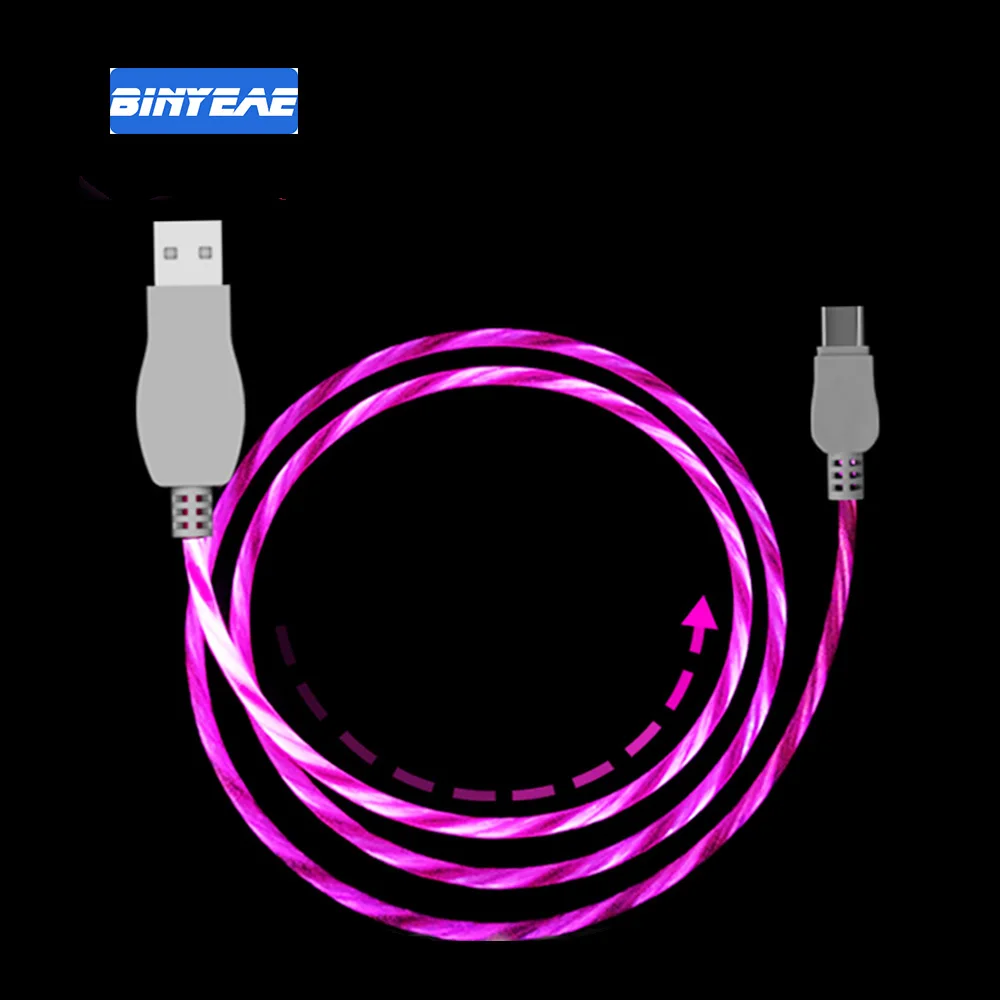 Светодиодный светящийся Micro USB Type C зарядный кабель для Iphone X 8 Huawei Honor 9 Lite Xiaomi Redmi Note