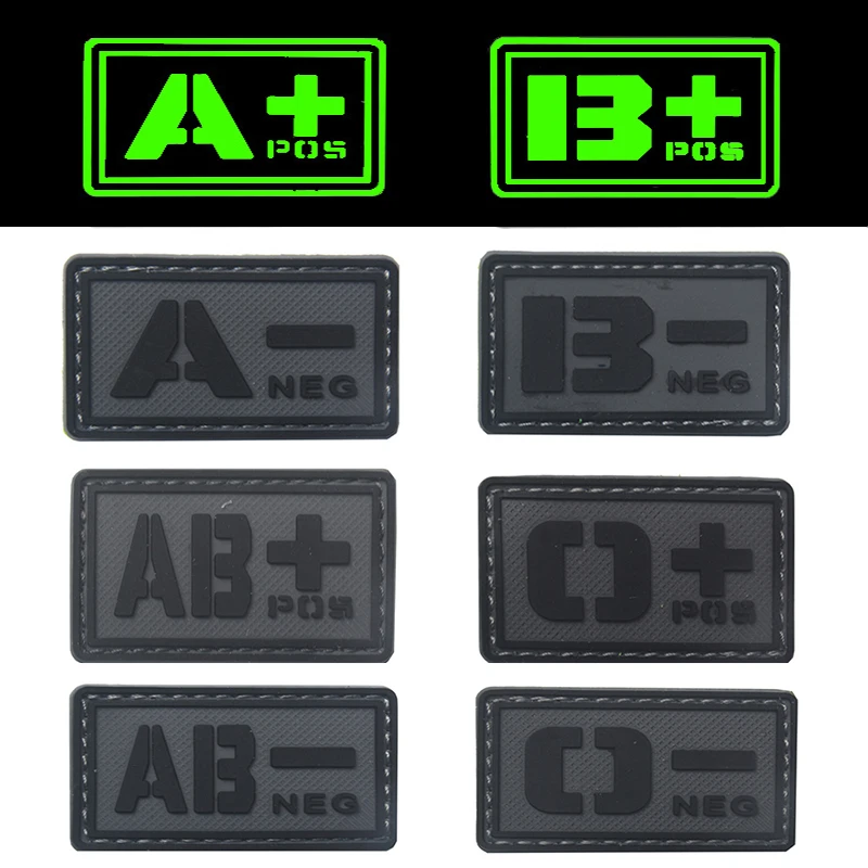 REEBOW TACTICAL 2X GREY A B O AB POS NEG Blood Type Patches PVC Noctilucent Luminous Military Emergency First Aid Morale Patches
REEBOW TACTICAL 2X GREY A B O AB POS NEG Blood Type Patches PVC Noctilucent Luminous Military Emergency First Aid Morale Patches