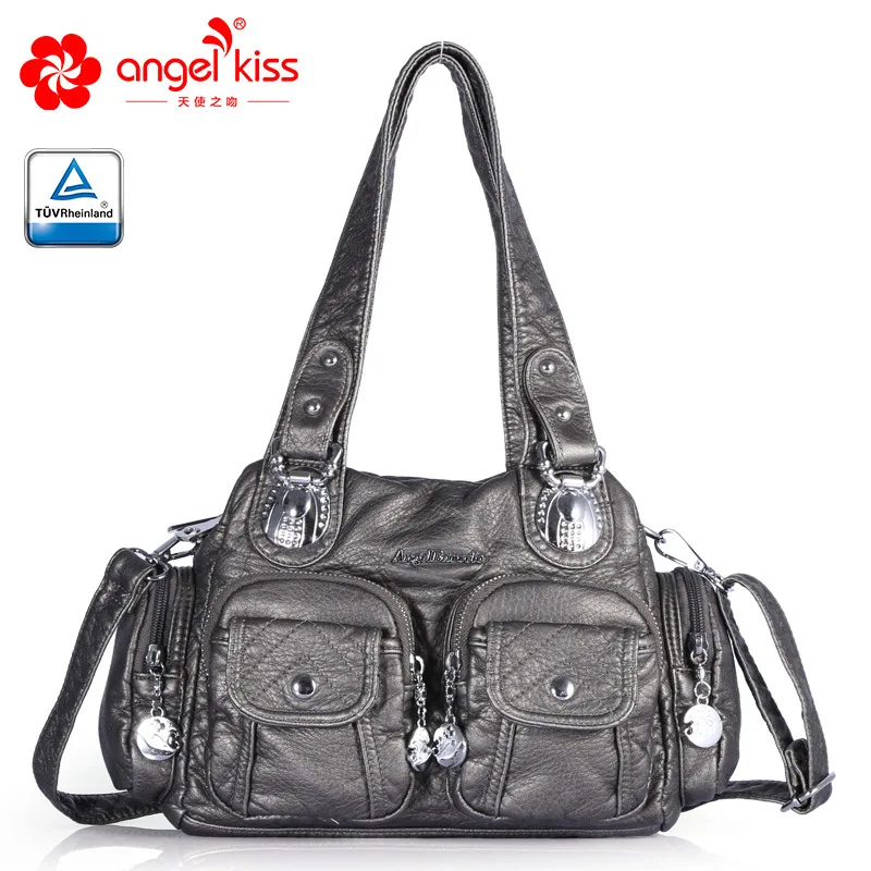 Angelkiss Women's Handbag Large Double Zipper Multi Pocket Washed Shoulder bag Designer Handbags for Women 
Angelkiss Women's Handbag Large Double Zipper Multi Pocket Washed Shoulder bag Designer Handbags for Women
