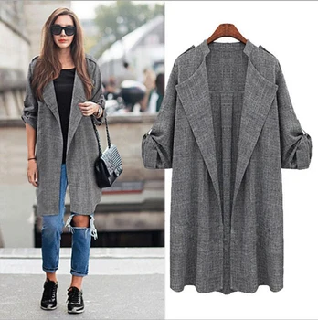 Long Trench Coat For Women XL-5XL Plus Size Long Sleeve Turn-down Collar Trench Coat Casual Windbreaker Manteau Femme BF441
Long Trench Coat For Women XL-5XL Plus Size Long Sleeve Turn-down Collar Trench Coat Casual Windbreaker Manteau Femme BF441