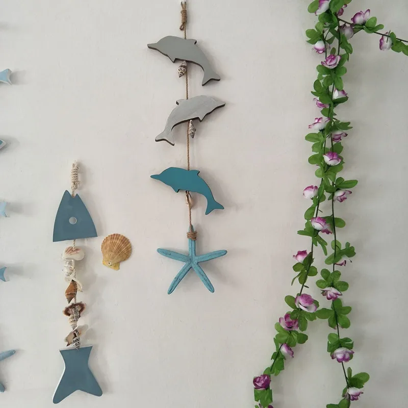 Waliicorners style resin starfish wooden fish string home decor fishing net accessories wall hanging background shooting props 15 HTB1GpjFUsfpK1RjSZFOq6y6nFXad
