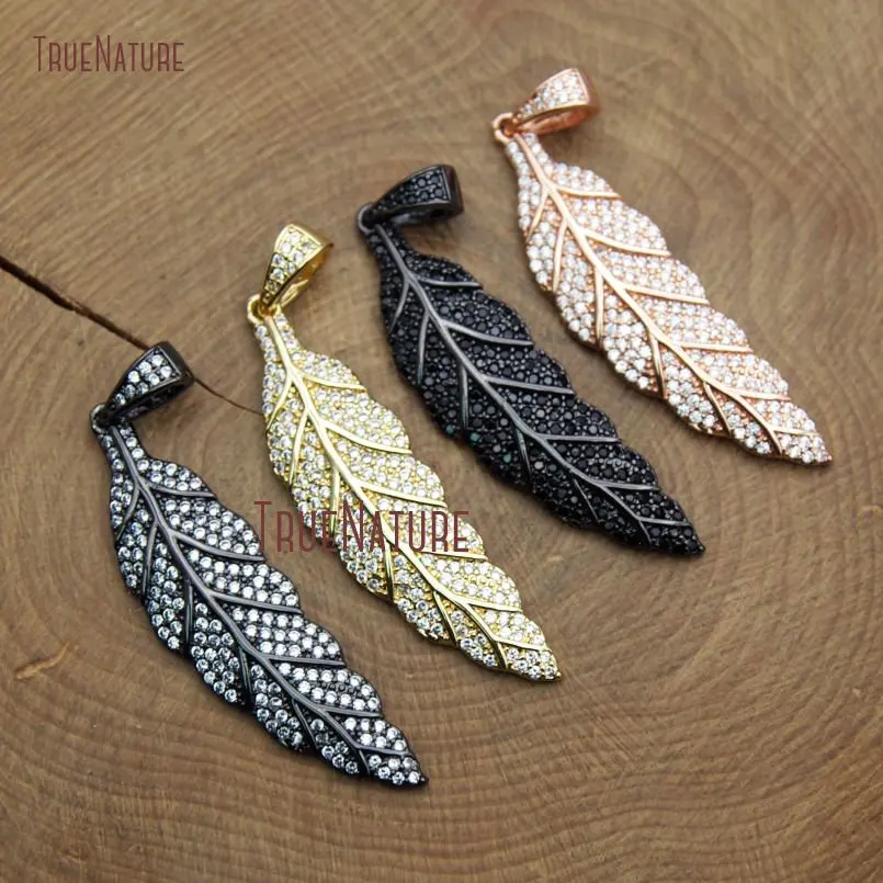 Handmade Hot Sale Leaf Charm White Black Zircon Micro Pave Beads Pendant 44*12 mm PM9540
Handmade Hot Sale Leaf Charm White Black Zircon Micro Pave Beads Pendant 44*12 mm PM9540
