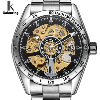 IK Skeleton Mechanical Male Clock Hardlex Wristwatch Automatic Self-Wind Mens Business Watch with Stainless Steel Band
IK Skeleton Mechanical Male Clock Hardlex Wristwatch Automatic Self-Wind Mens Business Watch with Stainless Steel Band