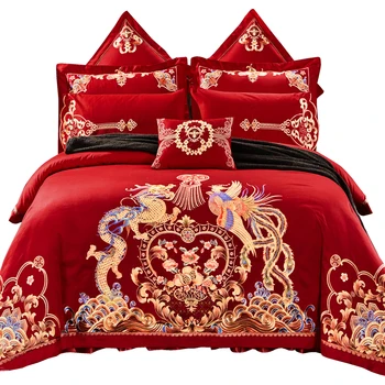 Luxury Cotton/Satin Traditional Chinese Wedding Bedding Set Embroidery Dragon phoenix Duvet Cover Bed Sheet Pillowcases
Luxury Cotton/Satin Traditional Chinese Wedding Bedding Set Embroidery Dragon phoenix Duvet Cover Bed Sheet Pillowcases