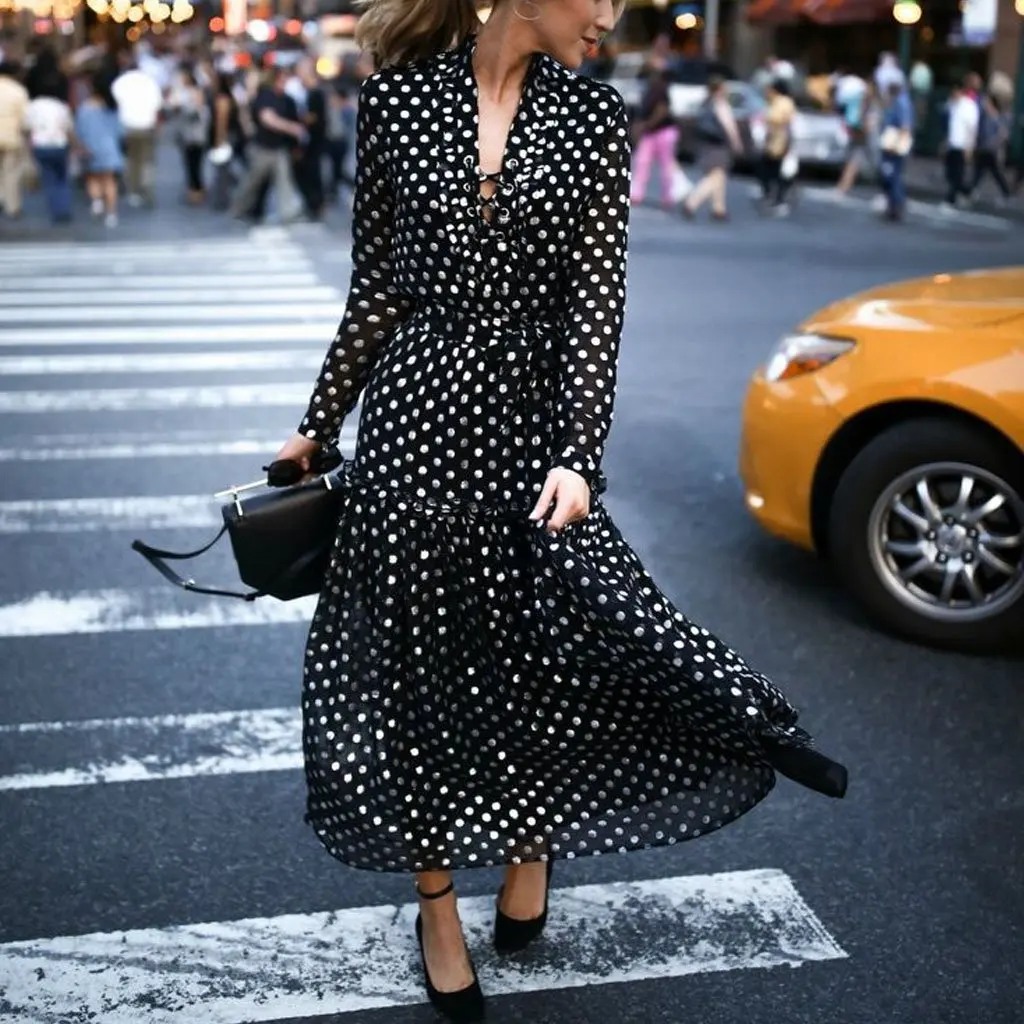 Polka Dot Streetwear Woman Dress 2019 Spring Summer Long Summer Boho Maxi Dresses Elegant Casual Vestido
Polka Dot Streetwear Woman Dress 2019 Spring Summer Long Summer Boho Maxi Dresses Elegant Casual Vestido