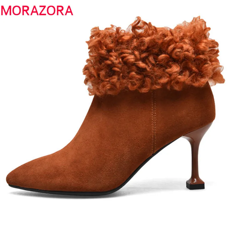 MORAZORA 2020 new fashion style ankle boots cow suede leather shoes woman pointed toe autumn sexy high heels boots size 33-40
MORAZORA 2020 new fashion style ankle boots cow suede leather shoes woman pointed toe autumn sexy high heels boots size 33-40