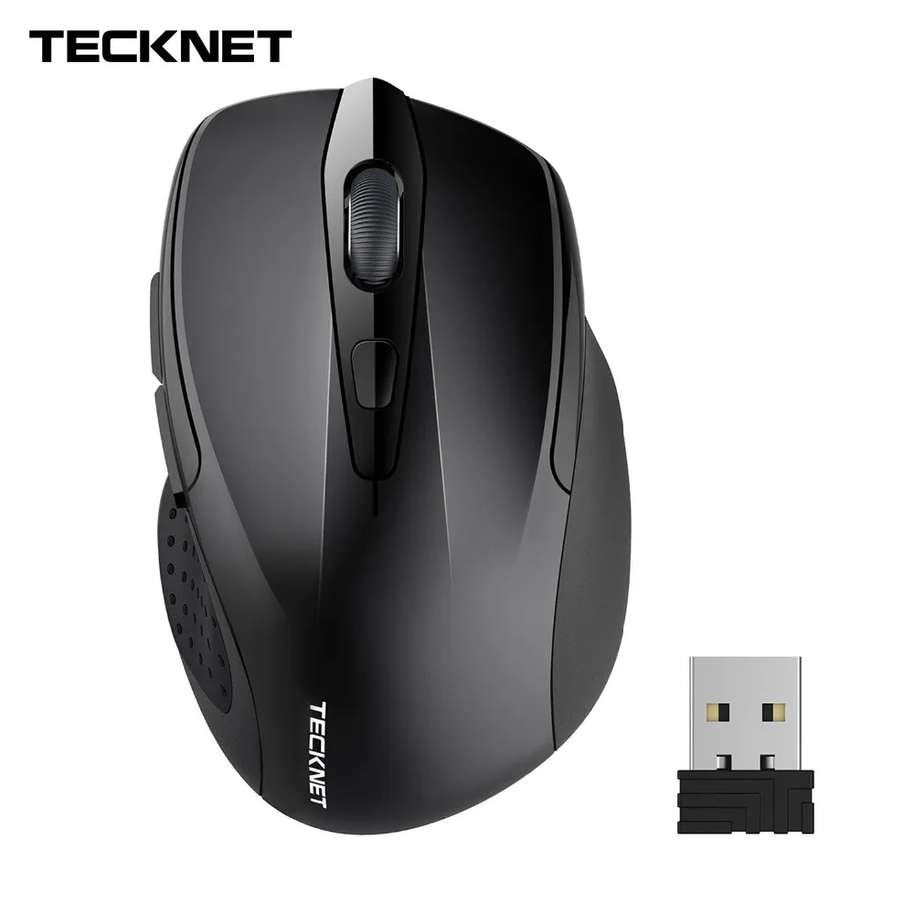 TeckNet Pro 2.4GHz Wireless Mouse Nano Receiver Ergonomic Mice 6 Buttons 2400DPI 5 Adjustment Levels for Computer Laptop Desktop 10