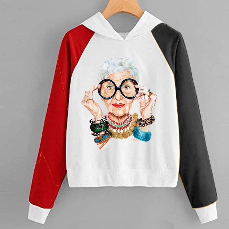 Fashion Iris Apfel Print Hoodies Women harajuku Long Sleeve Hooded Casual Funny motivational Print patchwork Sweatshirts Female
Fashion Iris Apfel Print Hoodies Women harajuku Long Sleeve Hooded Casual Funny motivational Print patchwork Sweatshirts Female