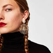 Dvacaman Marke Simulierte Perle Frauen Große Ohrringe Bunte Runde Ohrringe Bohemian Ethnic Erklärung Schmuck Großhandel OO48(China)
