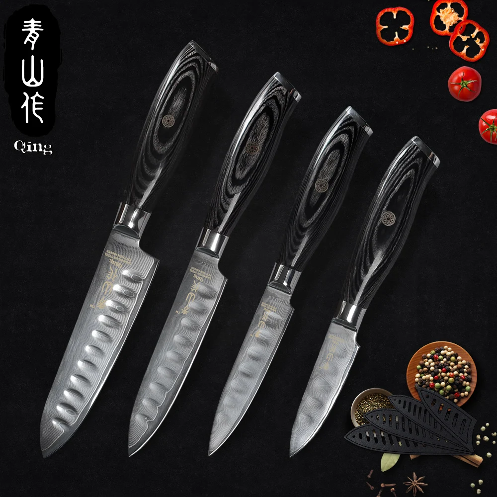 QING дамасский набор кухонных ножей очистка нарезка нож шеф повара Фрукты Мясо