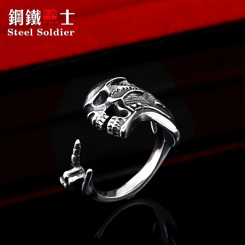 Steel soldier punk men music guitarra skull ring stainless steel biker rock adjustable jewelry male gift dropshipping
Steel soldier punk men music guitarra skull ring stainless steel biker rock adjustable jewelry male gift dropshipping