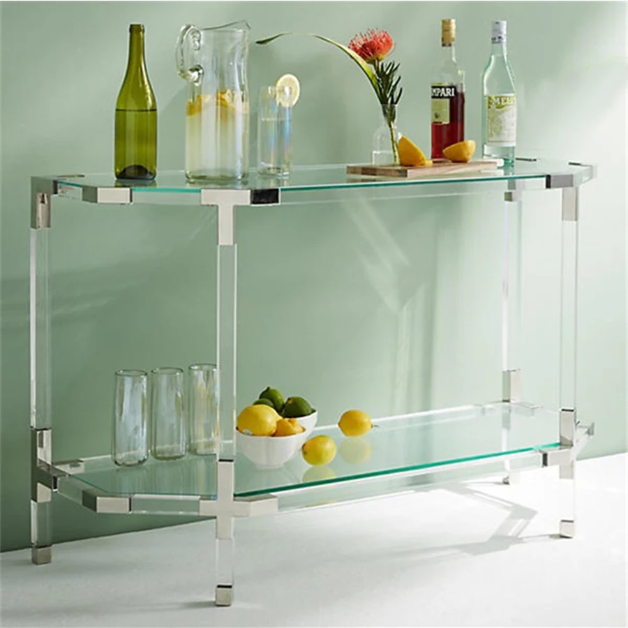 New products moder simple Yakley living room entrance hall console transparent fashion glass surface metal table 
New products moder simple Yakley living room entrance hall console transparent fashion glass surface metal table