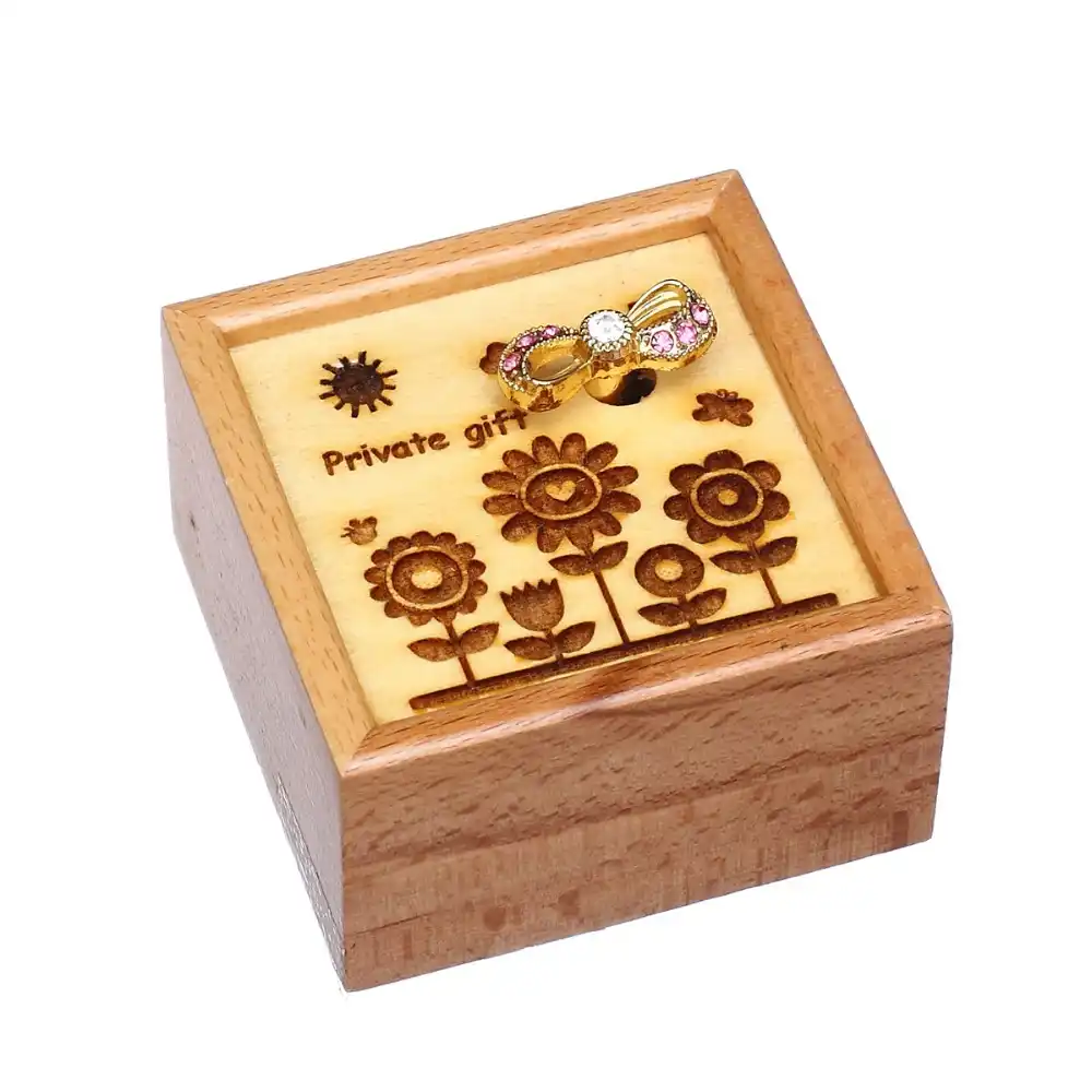 castle in the sky classical type mini wooden music box gift for