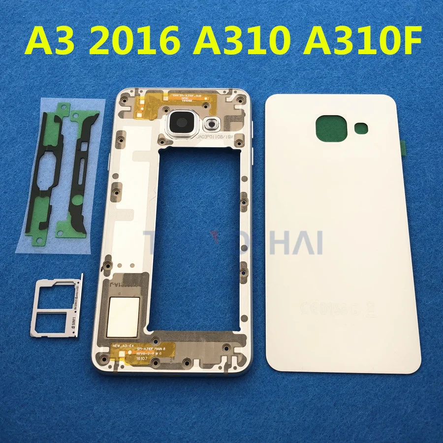 Полный корпус средней рамы Крышка аккумуляторной батареи для samsung galaxy A3 2016 A310 A310F