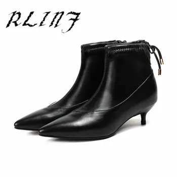 RLINF Fashion Leather Stiletto Low Heel Pointed Short Tube Female Short Boots 
RLINF Fashion Leather Stiletto Low Heel Pointed Short Tube Female Short Boots