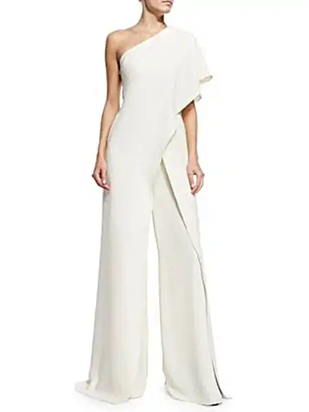 white jumpsuit one shoulder