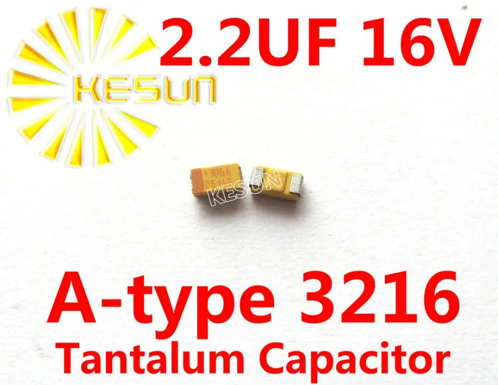 Конденсатор танталового конденсатора 2,2 мкФ 16V типа A 1206 3216 225C SMD TAJA225K016RNJ x500PCS
Конденсатор танталового конденсатора 2,2 мкФ 16V типа A 1206 3216 225C SMD TAJA225K016RNJ x500PCS