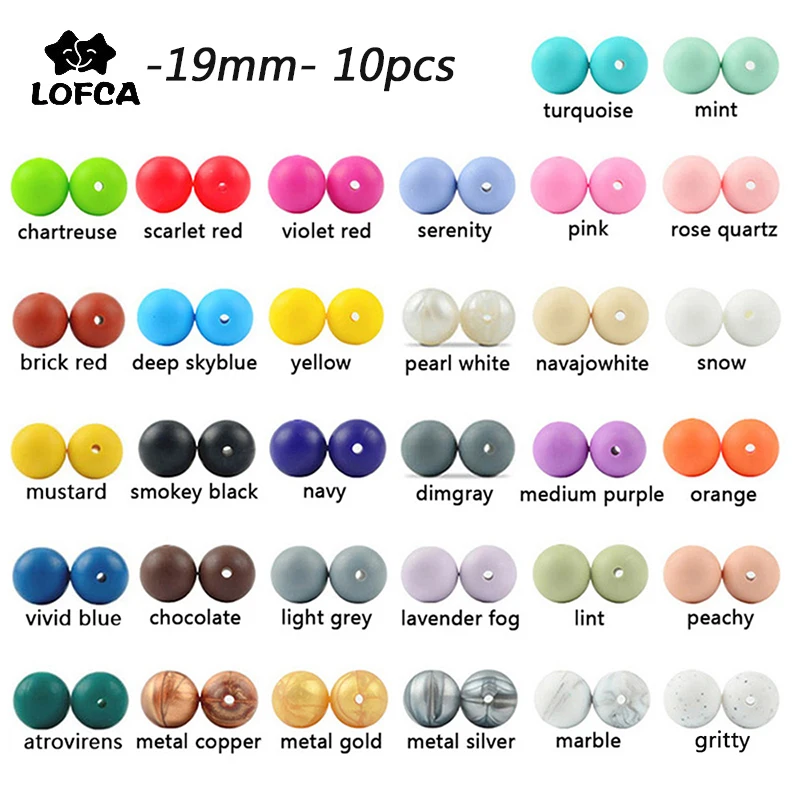 LOFCA 10pcs Silicone Beads 19mm Round Shaped Baby Teether BPA Free Food Grade Baby Toy DIY Jewelry Necklace Nursing Accessories
LOFCA 10pcs Silicone Beads 19mm Round Shaped Baby Teether BPA Free Food Grade Baby Toy DIY Jewelry Necklace Nursing Accessories