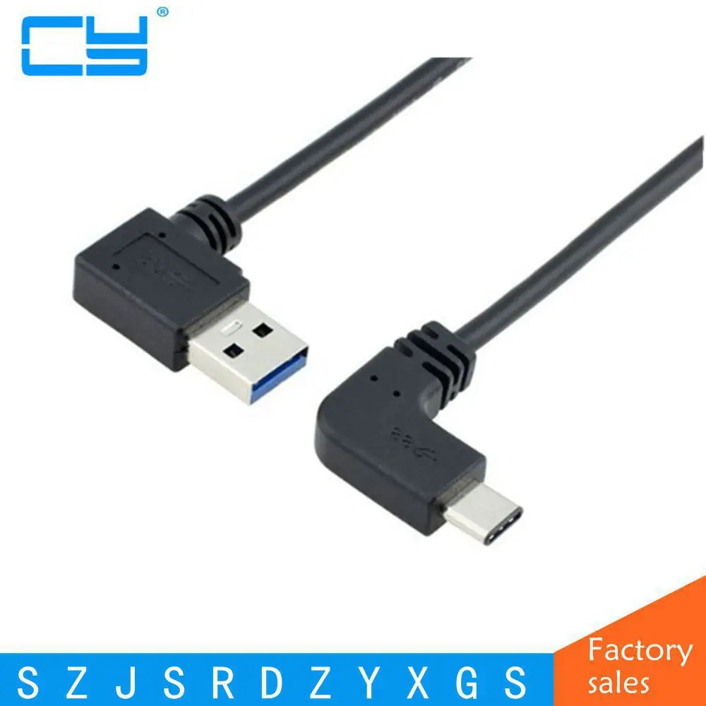 5 Гбит/с В 2A USB 3.0 3.1 USB-C Тип C кабель 1 м 3ft 90 градусов слева и справа под углом для Тип-C