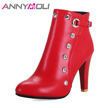 ANNYMOLI Winter Women Shoes Female Boots Rivets Super High Heel Ankle Boots Buckle Thick Heel Short Boots Ladies Plus Size 4-12
ANNYMOLI Winter Women Shoes Female Boots Rivets Super High Heel Ankle Boots Buckle Thick Heel Short Boots Ladies Plus Size 4-12