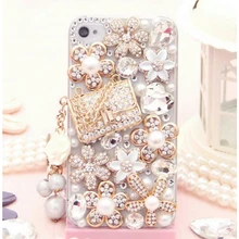 Luxury Jewelled Pearls Diamond Rhinestone Phone Cases for iPhone for Samsung S5 S6 S7 Edge Plus Note 4 5 7 Hard Case Back Cover