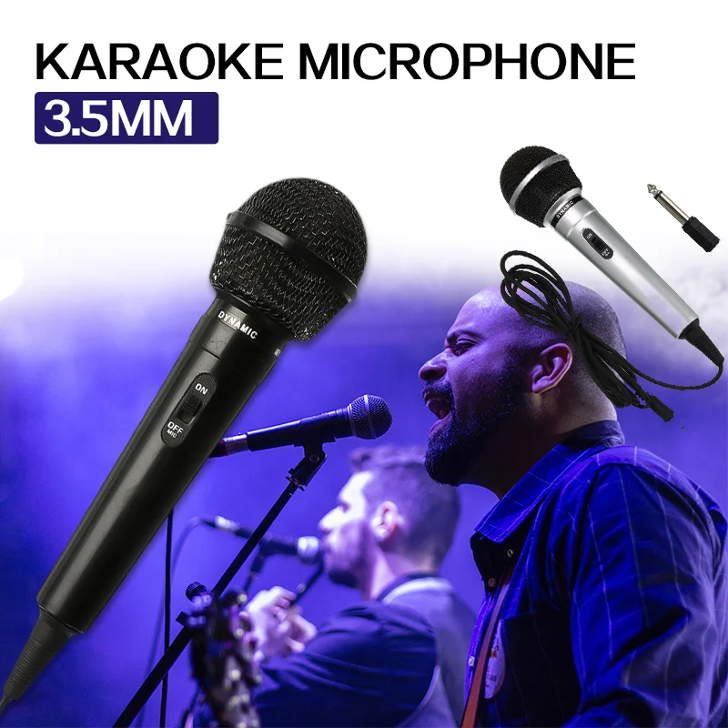 3.5mm + 6.35mm Stage Handheld Wired Microphone Universal Performance Public Transmitter Recording for Karaoke DJ Black Silver
3.5mm + 6.35mm Stage Handheld Wired Microphone Universal Performance Public Transmitter Recording for Karaoke DJ Black Silver