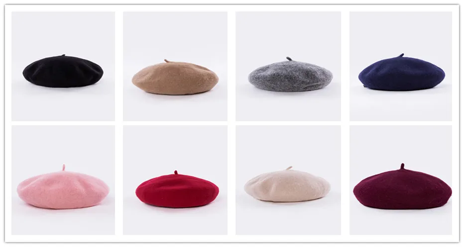 COKK Wool Beret Female Winter Hats For Women Flat Cap Knit 100% Cashmere Hats Lady Girl Berets Hat Female Bone Tocas Painter Hat 15