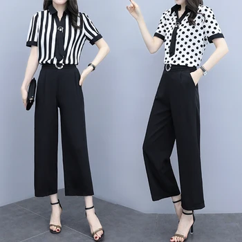 Lapel Pullover Sets Of Clothes For Women Brief Striped Women's Summer Suit Pastel Chemise Top&pants Set Chemise
Lapel Pullover Sets Of Clothes For Women Brief Striped Women's Summer Suit Pastel Chemise Top&pants Set Chemise