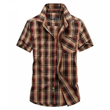 New Plaid Shirt Thin Shirts Men's Short Sleeved Thin Tops Summer Men short sleeve shirt Casual Tops Plus Size XXXL Brown Khaki
New Plaid Shirt Thin Shirts Men's Short Sleeved Thin Tops Summer Men short sleeve shirt Casual Tops Plus Size XXXL Brown Khaki