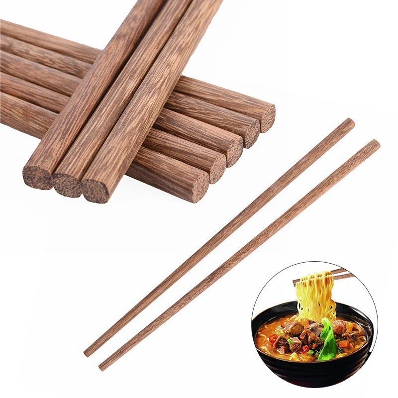 10 Pairs Wooden Chopsticks Wenge Wood Chinese Chopsticks Wooden Japanese Style Gift Dish