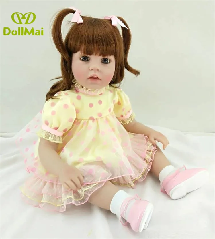 DollMai изысканные 60 см силиконовые куклы Новорожденные игрушки 24 дюйма виниловые