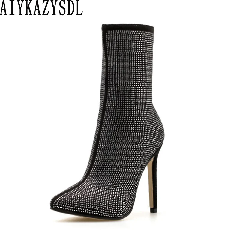 AIYKAZYSDL Autumn Spring Women Ankle Boots Crystal Rhinestone Bootie High Heel Stilettos Woman Party Wedding Shoes Plus Size 42
AIYKAZYSDL Autumn Spring Women Ankle Boots Crystal Rhinestone Bootie High Heel Stilettos Woman Party Wedding Shoes Plus Size 42