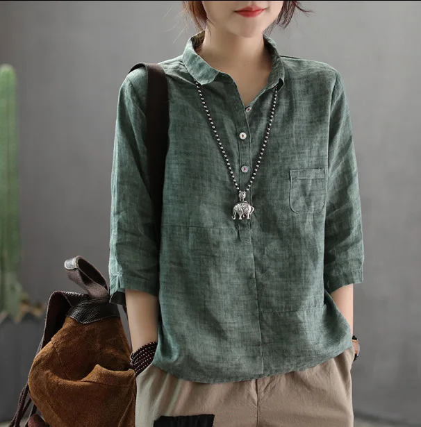 Spring Blouse Retro Loose Women Pullovers New Tops Turn-down Collar Button pocket Casual Blouse 2019 Mori girl Tops
Spring Blouse Retro Loose Women Pullovers New Tops Turn-down Collar Button pocket Casual Blouse 2019 Mori girl Tops