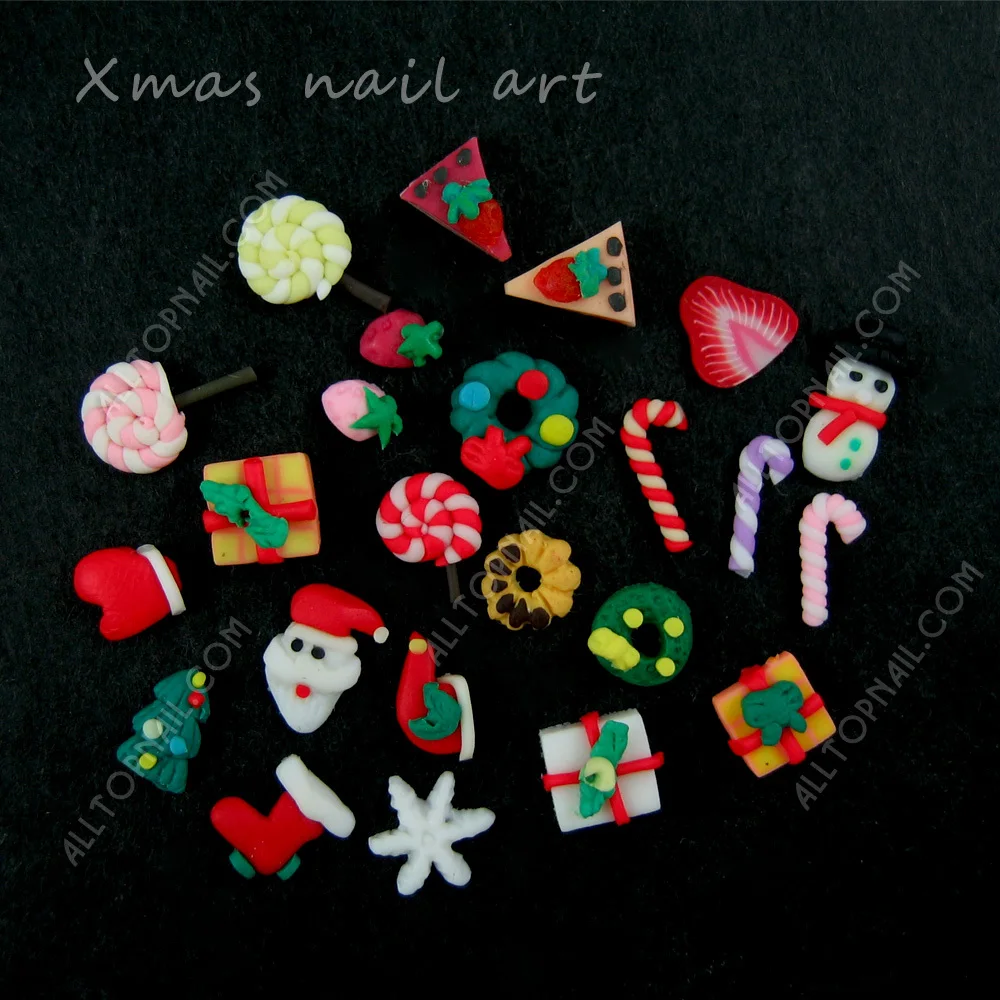 

Christmas 24designs 240pcs/lot Mix designs Nail Art 3d polymer clay Xmas nail art sticker, nail beauty