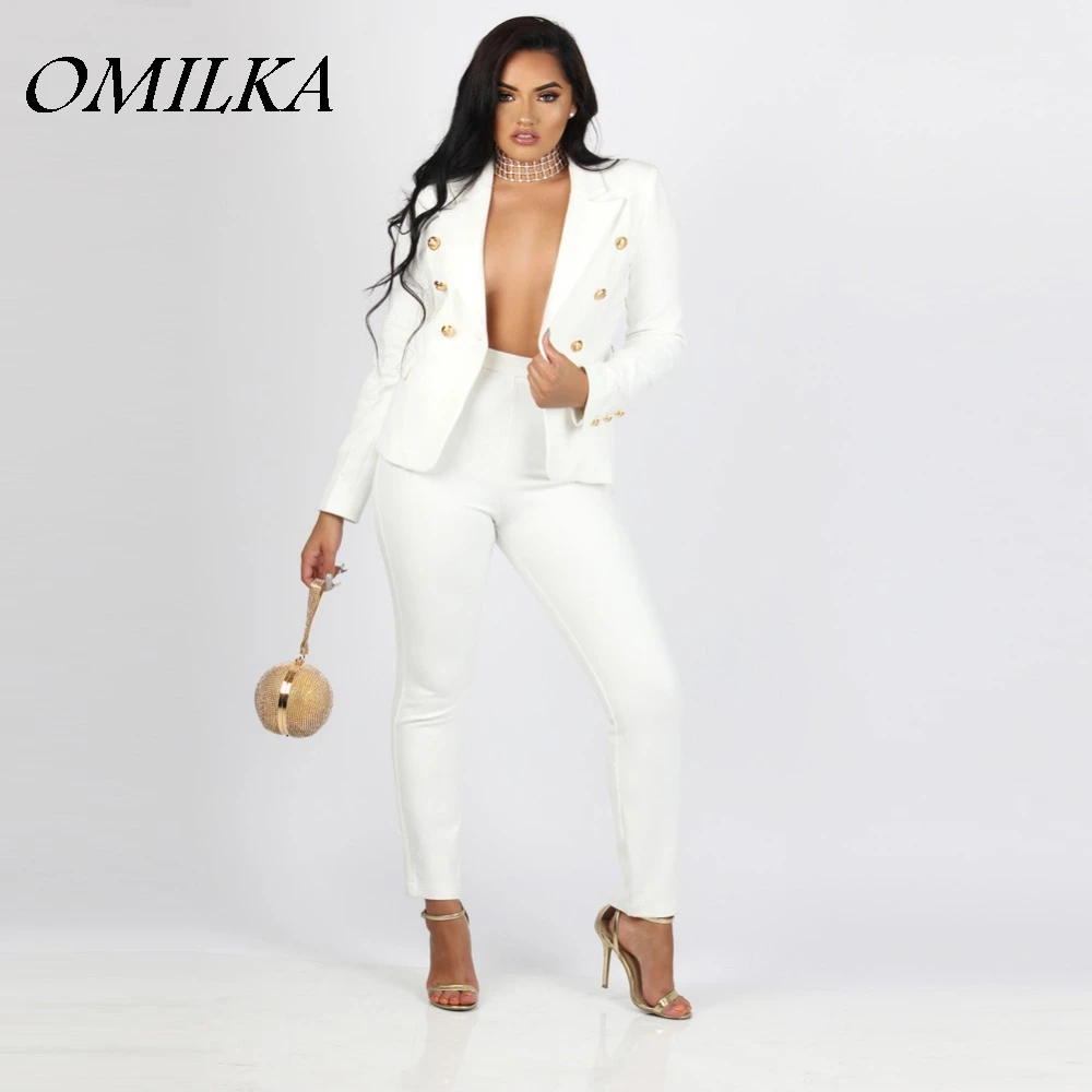 Фото OMILKA Новый 2020 женские комплект из 2 предметов комплекты одежды с блейзером | Брючные костюмы (32786861926)