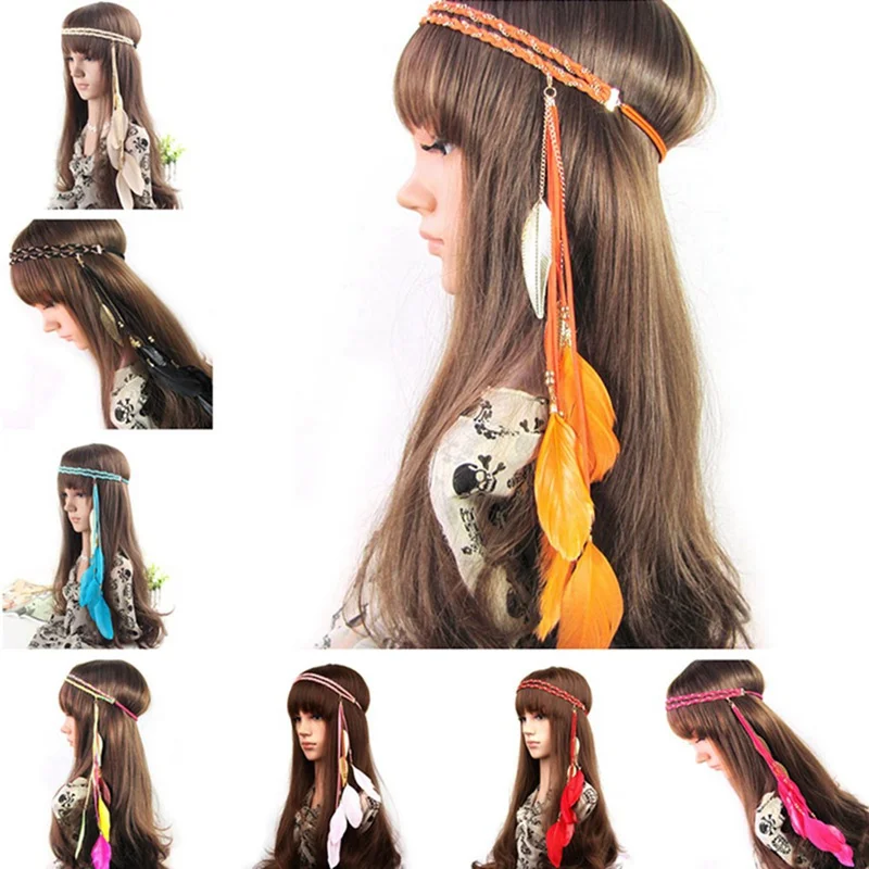 Colorful Feather Headband Metal Leaf Pendant Elasticity Hairband Double Chain Braided Head Beach Party Show
Colorful Feather Headband Metal Leaf Pendant Elasticity Hairband Double Chain Braided Head Beach Party Show