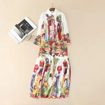 The new Europe and the United States women's 2019 spring Retro characters printed lapel long sleeve runway looks long dress
The new Europe and the United States women's 2019 spring Retro characters printed lapel long sleeve runway looks long dress
