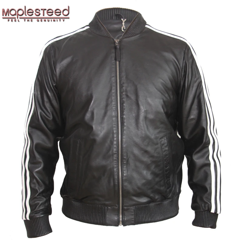 MAPLESTEED Men's Leather Jacket 100% Sheep Skin Black Red White Stripes Spring Autumn Male Leather Jackets Boy Leather Coat M138
MAPLESTEED Men's Leather Jacket 100% Sheep Skin Black Red White Stripes Spring Autumn Male Leather Jackets Boy Leather Coat M138