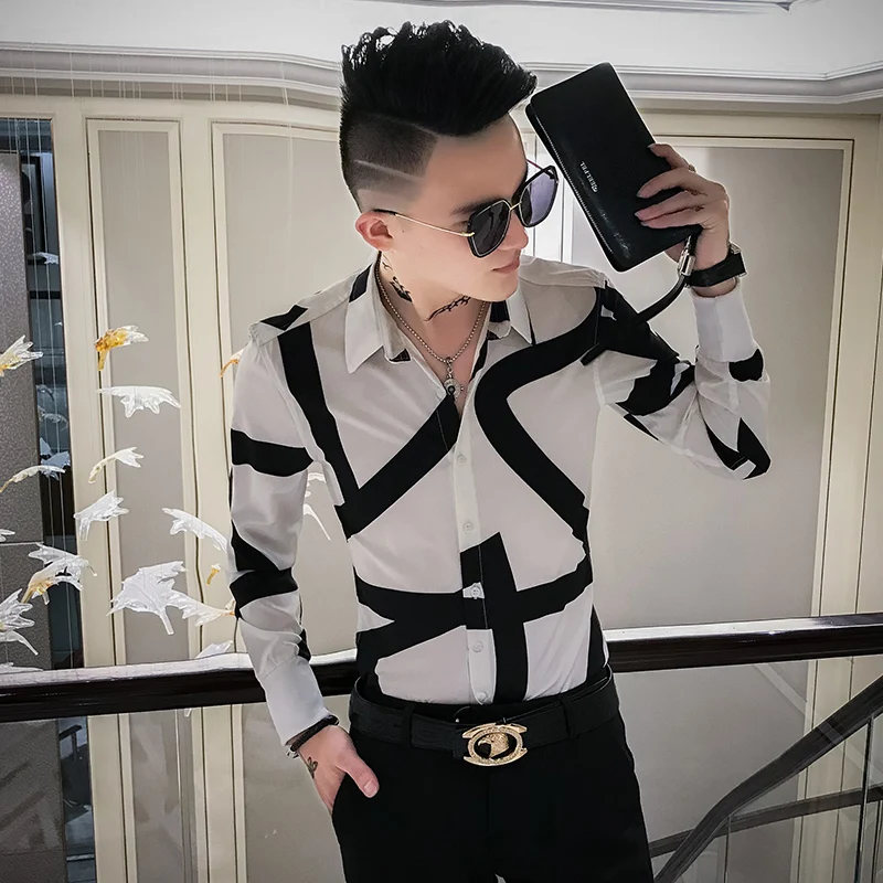 Fashion 2019 Casual Shirt Men Korean Clothes Men Slim Fit Long Sleeve Tuxedo Shirt Male Streetwear Printing Chemise Homme 3XL-M
Fashion 2019 Casual Shirt Men Korean Clothes Men Slim Fit Long Sleeve Tuxedo Shirt Male Streetwear Printing Chemise Homme 3XL-M