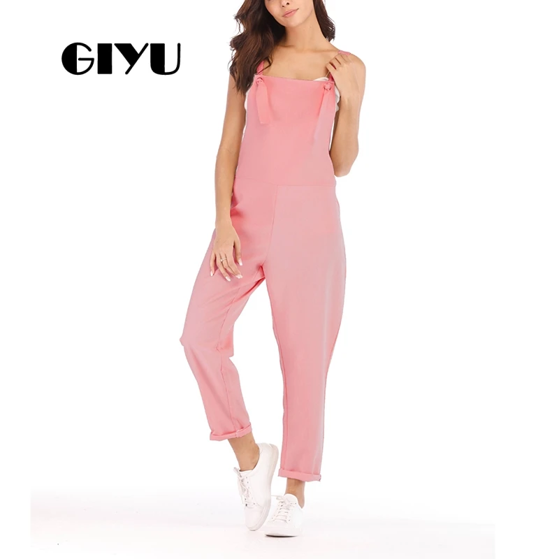 GIYU Solid Tie Up Long Jumpsuits Women Strap Overalls Casual Back Pockets High Waist Loose Romper 2019
GIYU Solid Tie Up Long Jumpsuits Women Strap Overalls Casual Back Pockets High Waist Loose Romper 2019