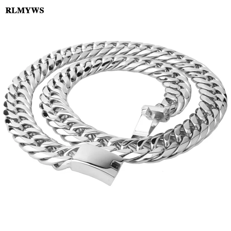 RLMYWS Chic Brand New Trendy Men Silver Tone Stainless Steel High Polished Curb Cuban Necklace xxxtentacion Chain 15mm
RLMYWS Chic Brand New Trendy Men Silver Tone Stainless Steel High Polished Curb Cuban Necklace xxxtentacion Chain 15mm