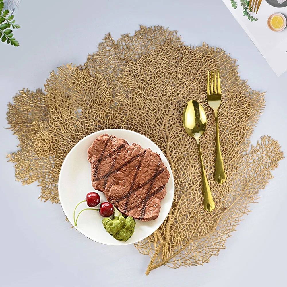 Creative Coral Leaf Placemat For Dining Table Mat Gold Hollow Coffee Cup Bowl Pad Heat-insulated Non-slip Home Decoration 1pc
Creative Coral Leaf Placemat For Dining Table Mat Gold Hollow Coffee Cup Bowl Pad Heat-insulated Non-slip Home Decoration 1pc