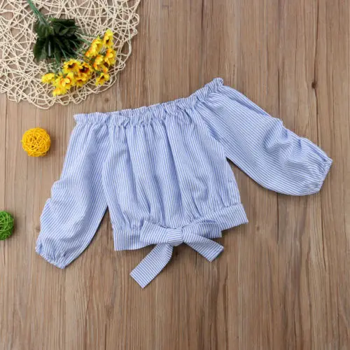 Toddler Baby Kid Girls Blue White Striped Long Sleeves Blouses Tops Off Shoulder Summer Girls shirts
Toddler Baby Kid Girls Blue White Striped Long Sleeves Blouses Tops Off Shoulder Summer Girls shirts
