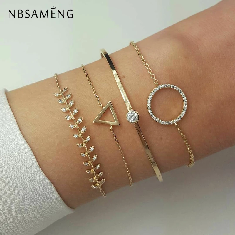 2019 Triangle Round Leaves Crystal Bracelet Set Simple Fashion 4 Link Chain Alloy Summer Bangles For Women Accessories Jewelry
2019 Triangle Round Leaves Crystal Bracelet Set Simple Fashion 4 Link Chain Alloy Summer Bangles For Women Accessories Jewelry