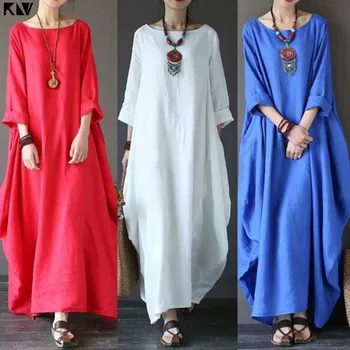 KLV Plus Size Autumn Kaftan 3/4 Batwing Sleeves Baggy Oversized Maxi Long Dress Vintage Solid Color Basic Flowy With Pockets
KLV Plus Size Autumn Kaftan 3/4 Batwing Sleeves Baggy Oversized Maxi Long Dress Vintage Solid Color Basic Flowy With Pockets